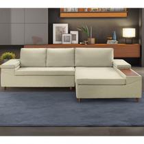 Sofá 3 Lugares com Chaise e Entrada USB Clássico