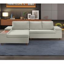 Sofá 3 Lugares com Chaise e Entrada USB Clássico Invertido