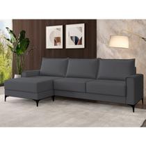 Sofá 3 Lugares com Chaise e Pé Metálico Amazon