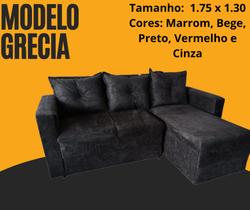 Sofa 3 Lugares com Chaise fixa cor preto