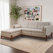 Sofá 3 Lugares com Chaise Lado Direito 212cm em Linho Tiê CabeCasa MadeiraMadeira