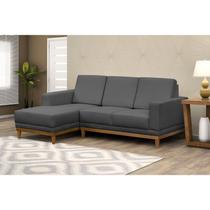 Sofá 3 Lugares com Chaise Lado Direito Cronus Cinza Sofá 3 Lugares com Chaise Lado Direito Cronus Cinza