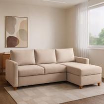 Sofá 3 Lugares com Chaise Moov Yescasa Linho