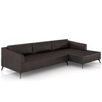 Sofá 3 Lugares com Chaise Para Sala Living 292cm Tolstoi P08 Couro Vinho - Lyam Decor Sofá 3 Lugares com Chaise Para Sala Living 292cm Tolstoi P08 Couro Vinho - Lyam Decor