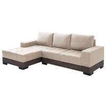 Sofá 3 Lugares Com Chaise Patrícia Suede Areia