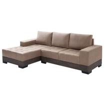 Sofá 3 Lugares Com Chaise Patrícia Suede Chocolate