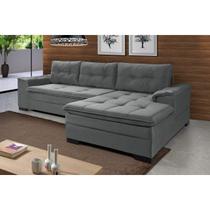 Sofá 3 Lugares com Chaise Suede Aveludado Império Estofados