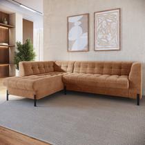 Sofá 3 Lugares com Chaise Terminal Cod. 2872 Zênite Yescasa Marrom Terracota