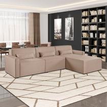 Sofá 3 Lugares com Puff 298 cm Lutz Linho Yescasa Bege Creme Sofá 3 Lugares com Puff 298 cm Lutz Linho Yescasa Bege Creme