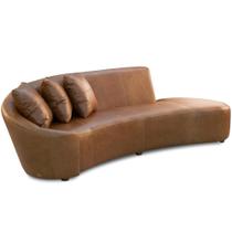 Sofá 3 Lugares Com Puff Orgânico Sala Living 250cm Adam T03 Couro Cristal Marrom - Lyam Decor Sofá 3 Lugares Com Puff Orgânico Sala Living 250cm Adam T03 Couro Cristal Marrom - Lyam Decor