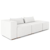 Sofá 3 Lugares com Puff Para Sala Living 298cm Austin P08 Bouclê Branco - Lyam Decor