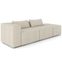 Sofá 3 Lugares com Puff Para Sala Living 298cm Austin P08 Linho Itacaré Off White Lyam Decor