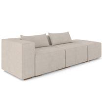 Sofá 3 Lugares com Puff Para Sala Living 298cm Austin P08 Veludo Bege - Lyam Decor