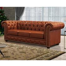 Sofá 3 Lugares com Tachas em Couro Legítimo Chesterfild Sofá 3 Lugares com Tachas em Couro Legítimo Chesterfild
