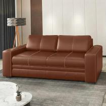 Sofá 3 Lugares Couro Legítimo Natural 200cm Conhaque Dakota Scala Decor