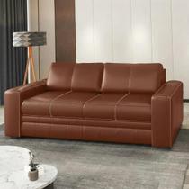 Sofá 3 Lugares Couro Legítimo Natural 200cm Conhaque Dakota Scala Decor