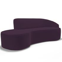Sofá 3 Lugares Curvo Living Firenze Direito D02 Veludo Roxo 210cm C-292 - Lyam