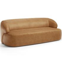 Sofá 3 Lugares Curvo Orgânico Living 180cm Barolo L06 material sintético Camel