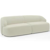 Sofá 3 Lugares Curvo Orgânico Para Sala Living 220cm Barolo L06 Veludo Bege - Lyam Decor