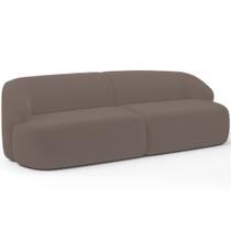 Sofá 3 Lugares Curvo Orgânico Para Sala Living 250cm Barolo L06 Veludo Marrom - Lyam Decor