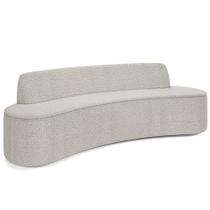 Sofá 3 Lugares Curvo Sala de Estar Living Cancún D02 Bouclê Creme 180 cm B-54 - Lyam Decor