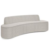 Sofá 3 Lugares Curvo Sala de Estar Living Cancún D02 Bouclê Creme 210 cm C-54 - Lyam Decor