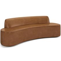 Sofá 3 Lugares Curvo Sala de Estar Living Cancún D02 material sintético Whisky 210 cm B-90 - Lyam Decor