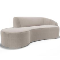 Sofá 3 Lugares Curvo Sala de Estar Living Firenze Direito D02 Bouclê Creme 180 cm B-54 - Lyam