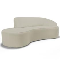 Sofá 3 Lugares Curvo Sala de Estar Living Firenze Direito D02 Corano Bege 210 cm C-26 - Lyam