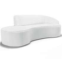 Sofá 3 Lugares Curvo Sala de Estar Living Firenze Direito D02 Corano Branco 210 cm C-12 - Lyam