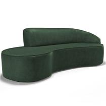 Sofá 3 Lugares Curvo Sala de Estar Living Firenze Direito D02 material sintético Verde 210 cm C-120 - Lyam