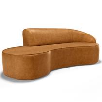 Sofá 3 Lugares Curvo Sala de Estar Living Firenze Direito D02 material sintético Whisky 180 cm B-90 - Lyam