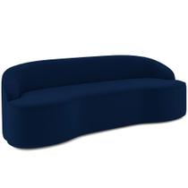 Sofá 3 Lugares Curvo Sala de Estar Living Lótus D02 Veludo Azul Marinho 210 cm C-304 - Lyam Decor Sofá 3 Lugares Curvo Sala de Estar Living Lótus D02 Veludo Azul Marinho 210 cm C-304 - Lyam Decor