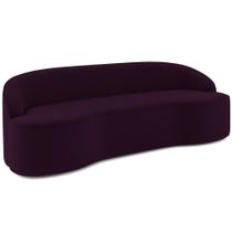 Sofá 3 Lugares Curvo Sala de Estar Living Lótus D02 Veludo Roxo 180 cm C-292 - Lyam Decor
