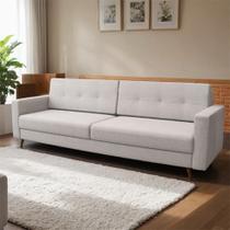 Sofá 3 Lugares Daisy Pé Palito Linho Cotton Cru 210 cm Sofá 3 Lugares Daisy Pé Palito Linho Cotton Cru 210 cm