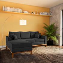 Sofá 3 Lugares David Com Chaise Esquerdo Linho Grafite