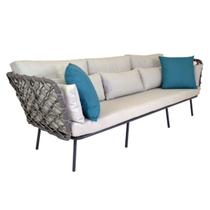 Sofá 3 Lugares de Aluminio Modelo Costa Rica para Sala Jardim Varanda