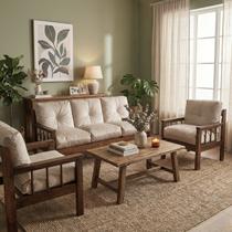 Sofá 3 Lugares e 2 Poltronas Madeira Maciça Almofadas Veludo