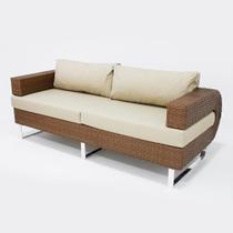 Sofá 3 Lugares em Fibra Sintética e Alumínio Modelo Begônia Resistente para Área Externa e Interna