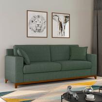 Sofá 3 Lugares Fixo Linho Slim Vintage Verde Eucalipto Sofá 3 Lugares Fixo Linho Slim Vintage Verde Eucalipto