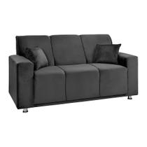 Sofá 3 Lugares Fixo Tokyo Veludo Cinza Chumbo - Shop das Cabeceiras Sofá 3 Lugares Fixo Tokyo Veludo Cinza Chumbo - Shop das Cabeceiras