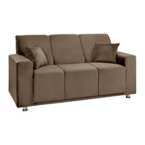 Sofá 3 Lugares Fixo Tokyo Veludo Marrom Castor - Shop das Cabeceiras Sofá 3 Lugares Fixo Tokyo Veludo Marrom Castor - Shop das Cabeceiras