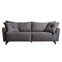 Sofá 3 Lugares Gales Veludo Cinza 230 cm Sofá 3 Lugares Gales Veludo Cinza 230 cm