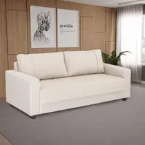 Sofá 3 Lugares Herval Clean Linho Bege, 200 cm Sofá 3 Lugares Herval Clean Linho Bege, 200 cm