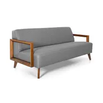 Sofá 3 Lugares Herval Hub, Linho Chumbo, 187 cm Sofá 3 Lugares Herval Hub, Linho Chumbo, 187 cm