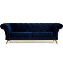 Sofá 3 Lugares Império 210 Cm Veludo Azul Marinho C-287 Sofá 3 Lugares Império 210 Cm Veludo Azul Marinho C-287