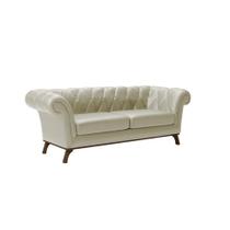 Sofá 3 Lugares Império Revestimento Sintético Palha e Amadeirado