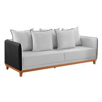 Sofá 3 Lugares Inhotim Linho Cinza e Preto