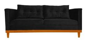 Sofá 3 Lugares Itália Suede Preto Sofá 3 Lugares Itália Suede Preto
