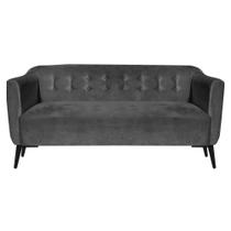 Sofá 3 Lugares Julia Suede Pés Villach Preto - D'Rossi